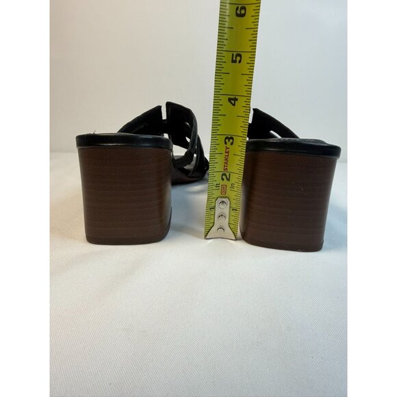 Torrid Womens Size 9.5WW Black Leather Block Heel Sandals Mule Dressy Casual - Picture 9 of 13